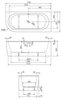 Акриловая ванна Cezares Slim Corner правая 179x79см чёрный SLIM CORNER-180-80-60-R-NERO-SET